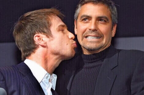 George Clooney gay kissing