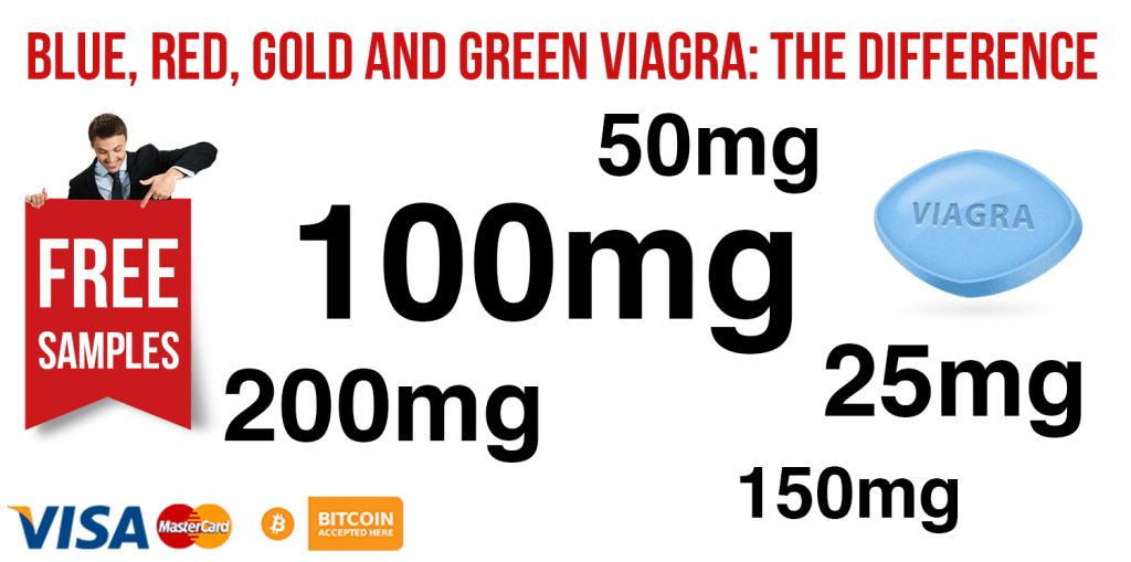 Blue, Red, Gold, and Green Viagra Difference